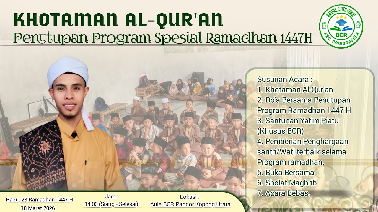 🔴LIVE KHOTAMAN AL-QUR'AN SANTRI/WATI BIMBEL BCR (TADARUS AL-QUR'AN HARI TERAKHIR)