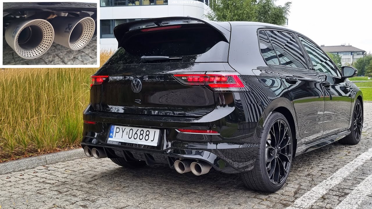VW Golf R 8.5 Akrapovic exhaust sound, cold start, revs, acceleration, launch control