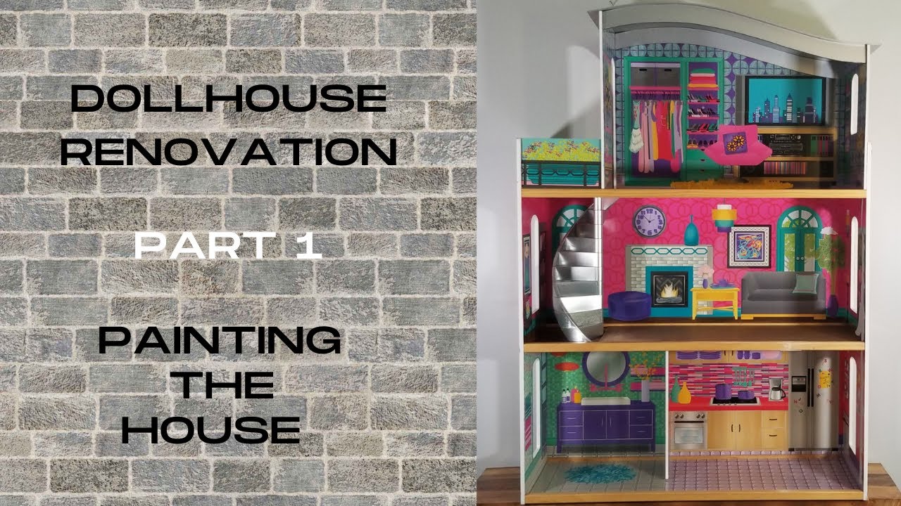 How to Renovate a Doll House - Part 1- Painting the House #diybarbie #thriftstorefinds