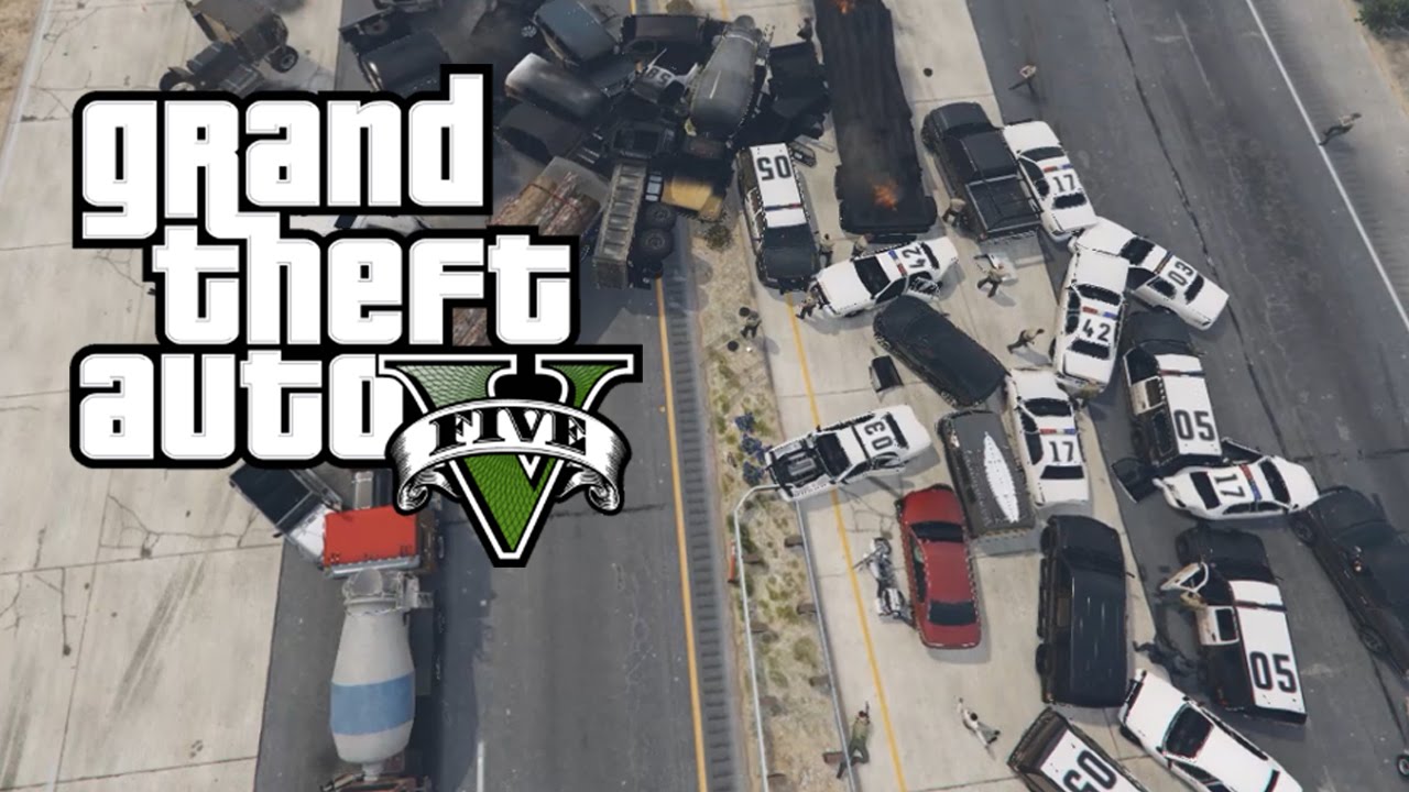 CAR CRASH TURNED INTO A CRAZY HIGHWAY PILEUP/EXPLOSION GTA 5