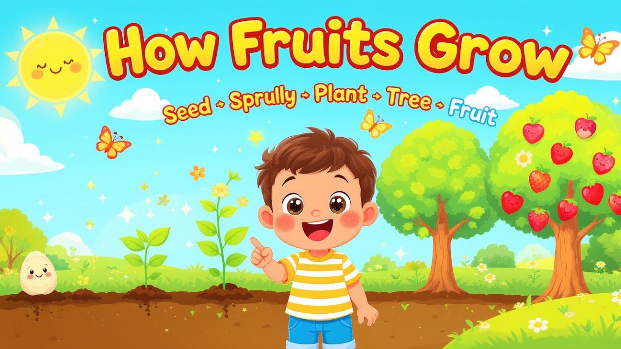 From Tiny Seed to Yummy Fruit 🌱🍓 | How Fruits Grow for Kids | Fun Learning Song