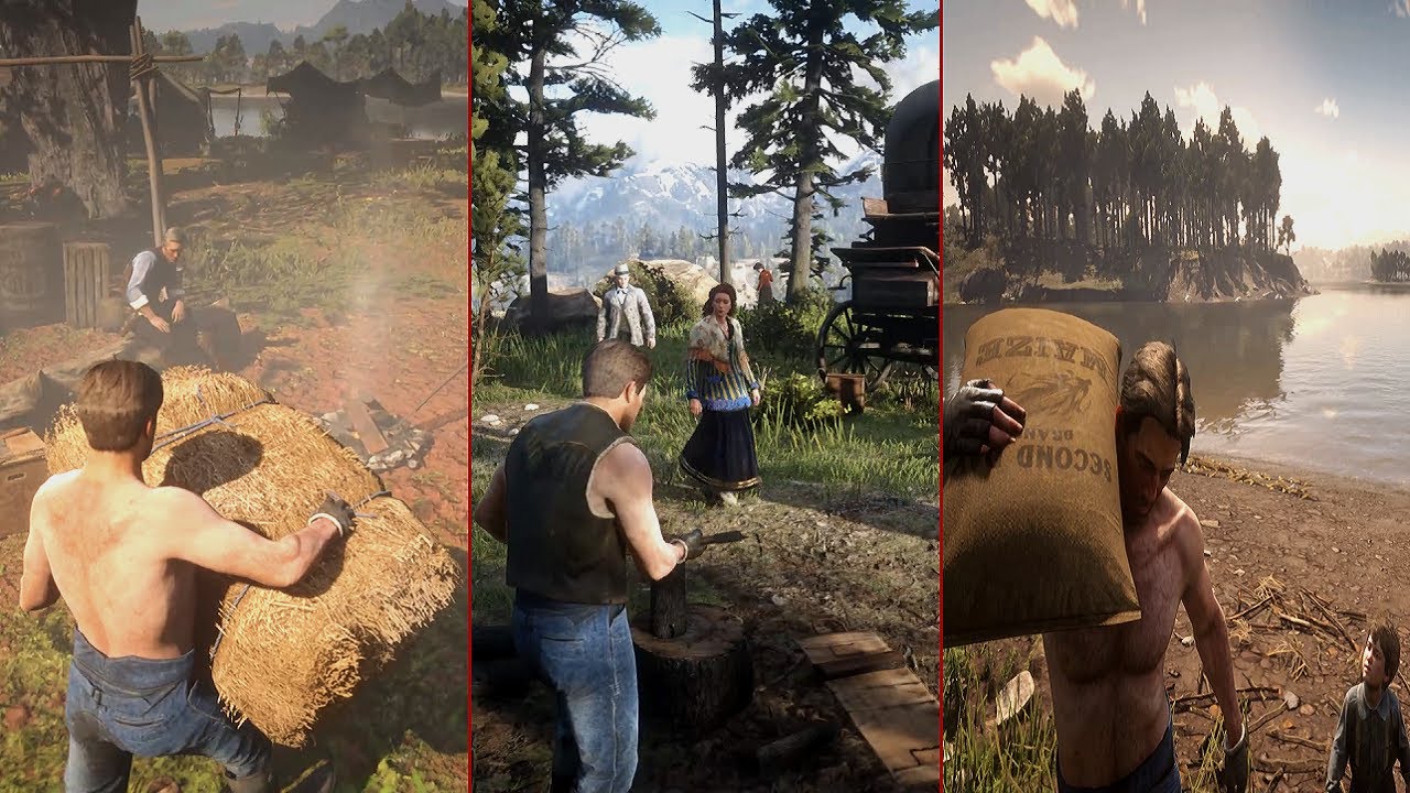 Реакция банды на то, что Артур выполняет работу по лагерю | RDR2