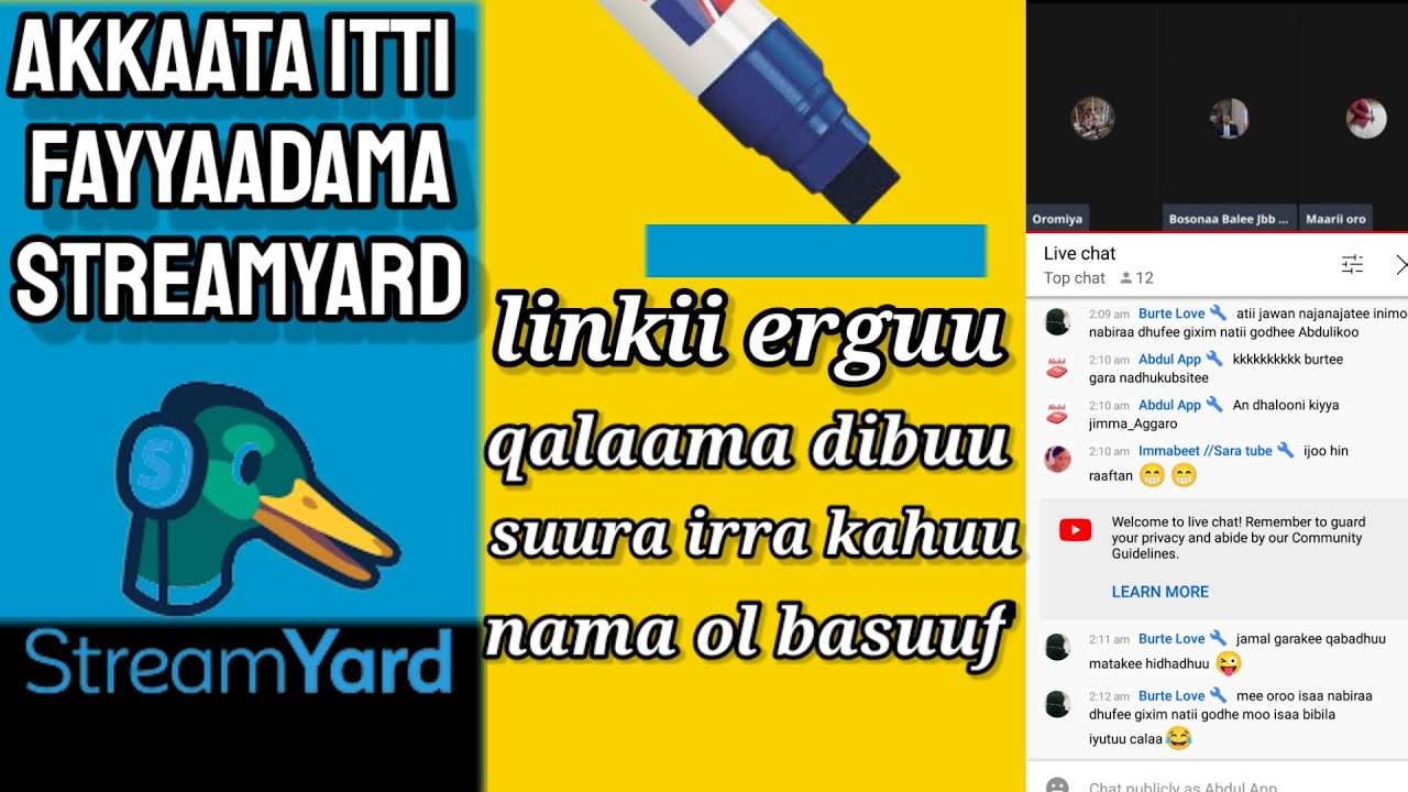 Akkata itti fayyadama streamyard jalqaba hanga dhumatti