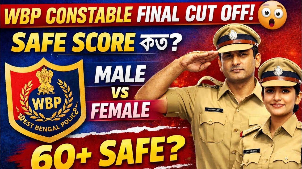 WBP CONSTABLE  Expected ফাইনাল কাট অফ | কি হবে সেফ স্কোর? MALE/Female Cut Off