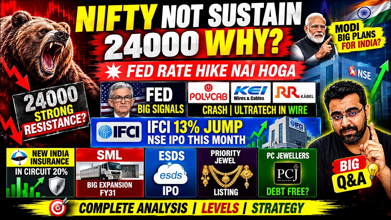 NIFTY  NOT SUSTAIN WHY?🔥POLYCAB KEI RR KABEL CRASH💥IFCI 13% JUMP💥SML EXPANSION💥ESDS IPO💥PC JEWELLERS