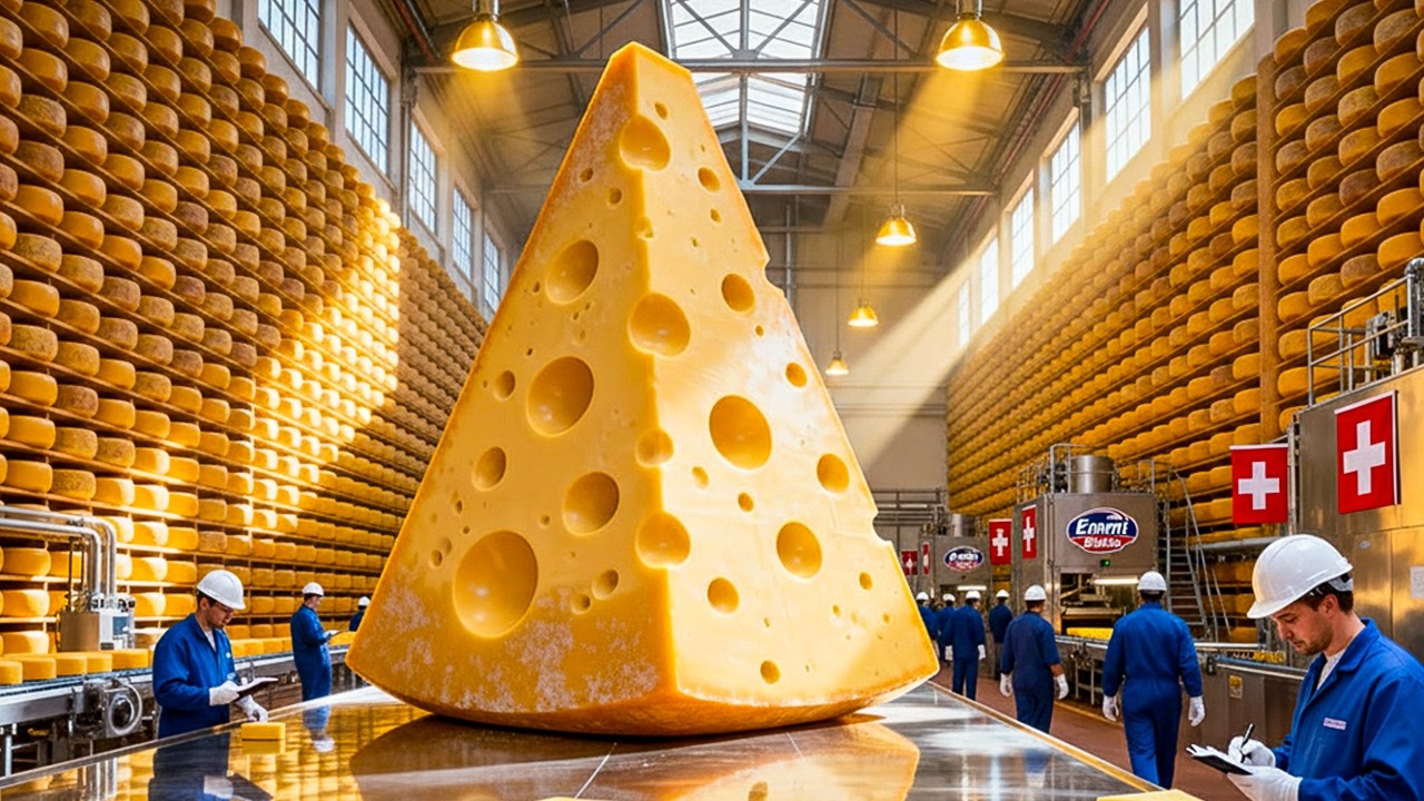 كيف يتم تصنيع جبن الإمنتال داخل المصنع – Emmental Cheese Factory