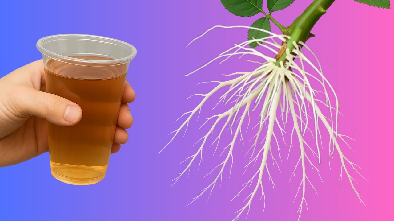 just one cup! roses sprout and root strongly!