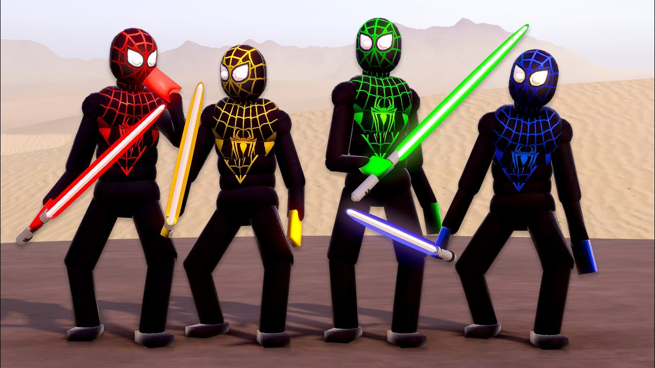Miles Morales Wields LIGHTSABER in EPIC Ragdoll Physics Desert Battle!