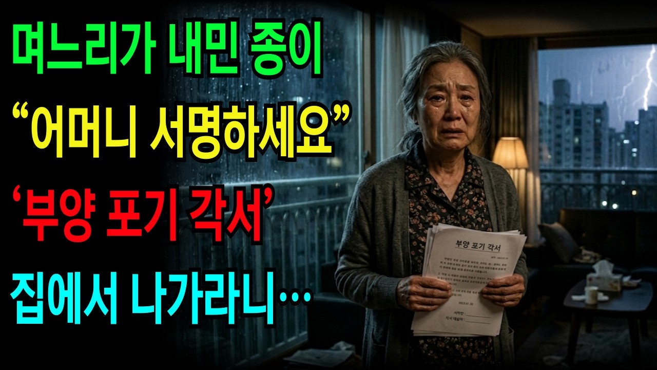 비 오는 날, 며느리가 내민 ‘부양 포기 각서’… 쫓겨난 70세 엄마의 충격적인 인생 반전 #노후이야기 #인생역전 #가족갈등 #실화같은이야기 #감동사연
