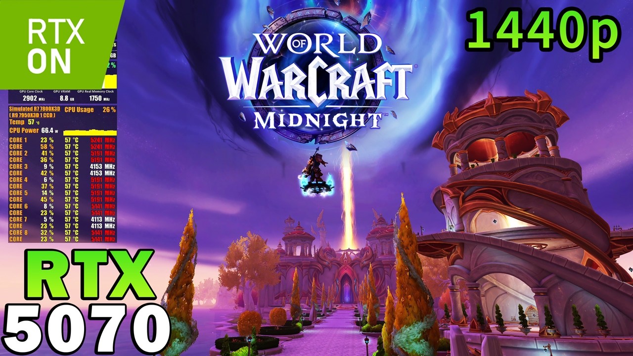 World Of Warcraft Midnight Beta 1440p | RTX 5070 | Sim. R7 7800X3D | Ray Tracing | Maximum Settings