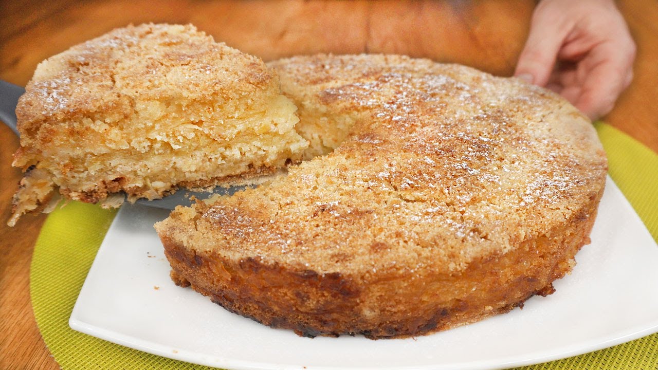 Вкусный яблочный пирог 3 стакана! Невероятно простой и легкий яблочный пирог без яиц # 55