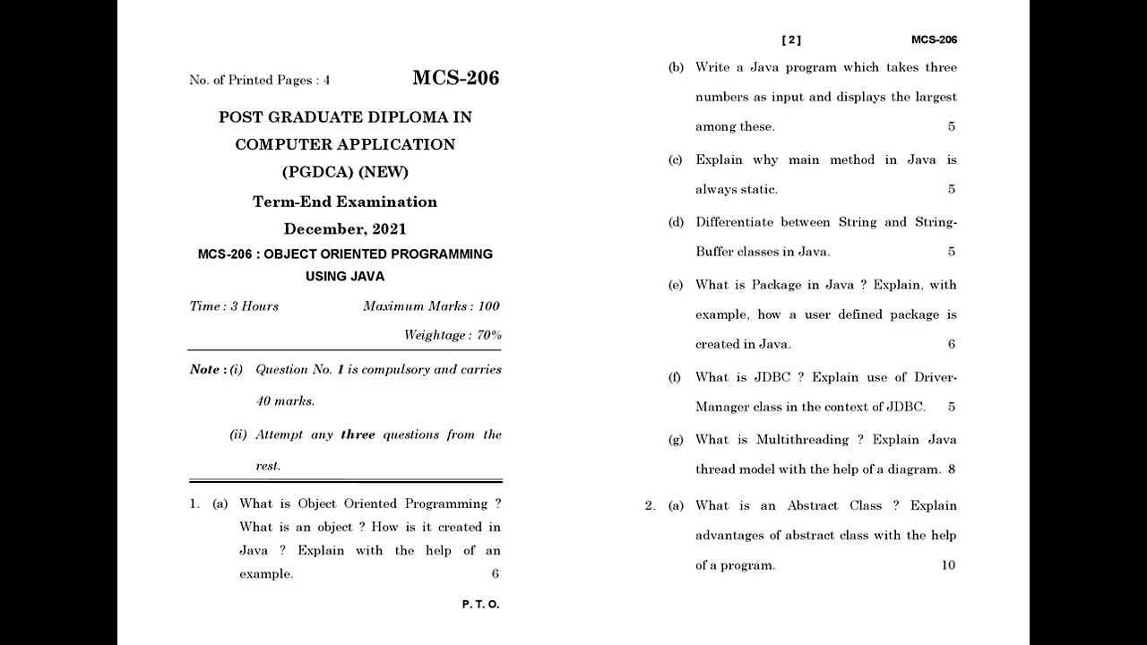 MCS - 206   December 2021 Question Paper