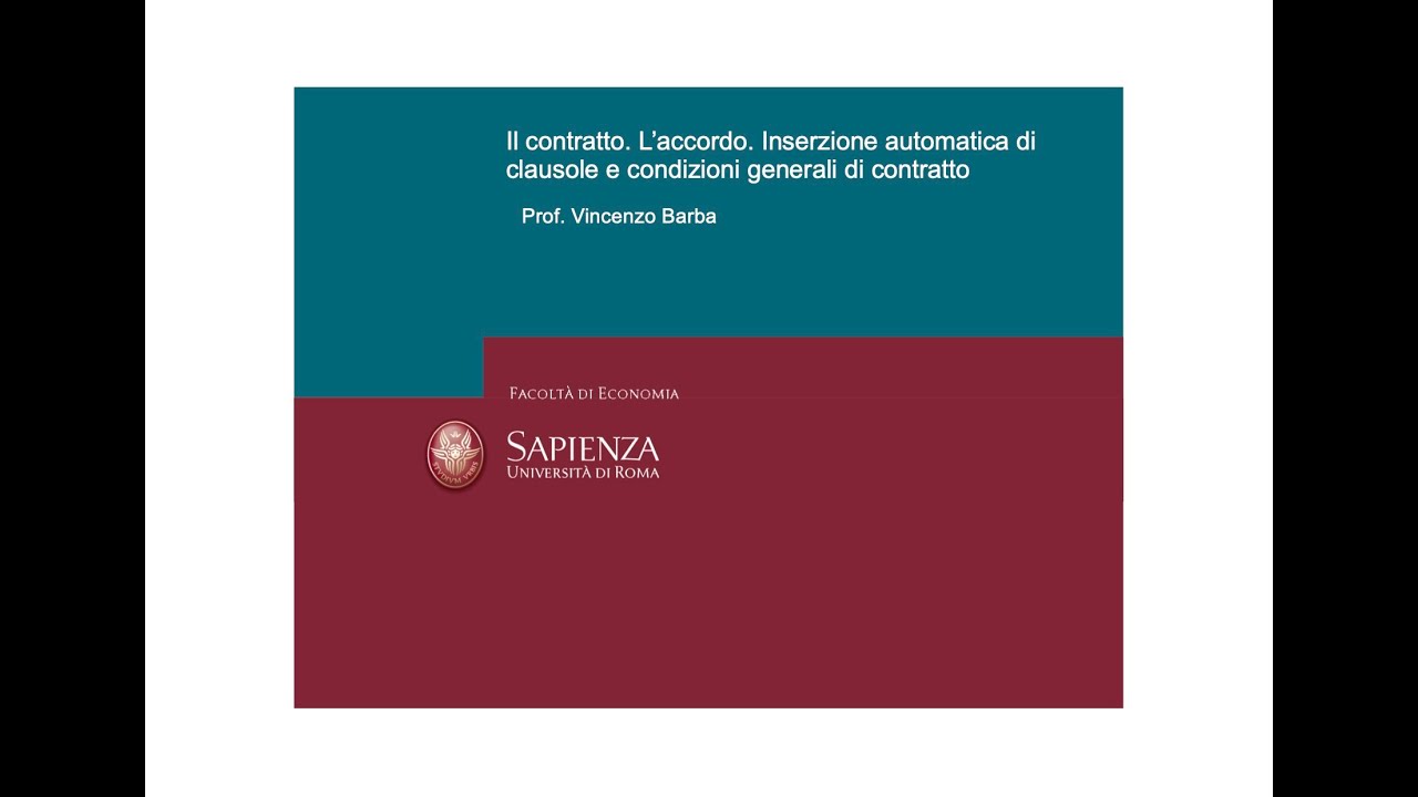 F 06 Il contratto.  Inserzione automatica di clausole e condizioni generali di contratto