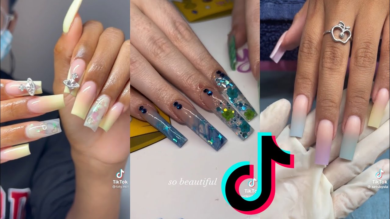 Acrylic Nails With Gel polish | TIKTOK COMPILATION