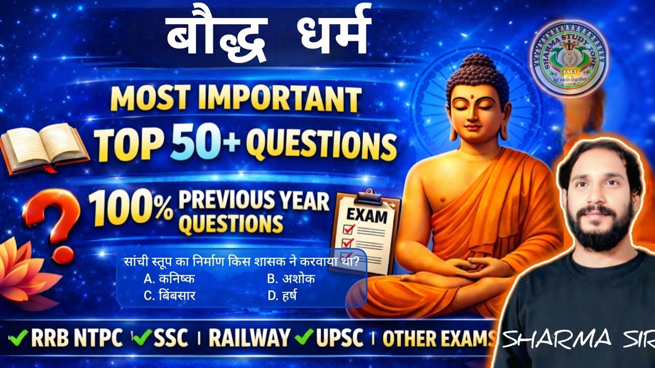 बौद्ध धर्म MCQs | Baudh Dharm Important Questions | RRB NTPC 2026 | Buddhist Religion GS #RRBNTPC 