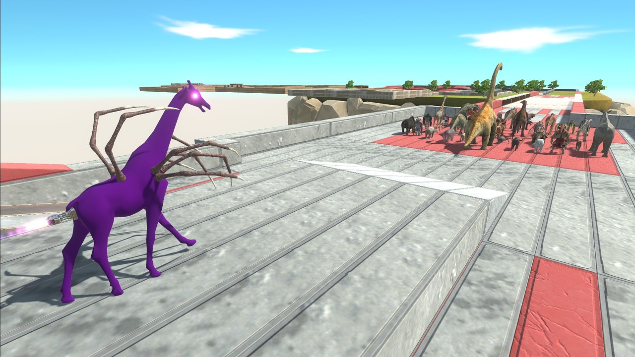 Trying to escape from Purple Alien Giraffe - Animal Revolt Battle Simulator