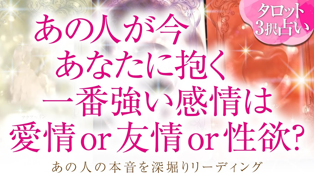 🔮恋愛タロット🌈あの人が今、あなたに抱く一番強い感情は、愛情 or 友情 or 性欲❔🌈お相手の隠れた本心が明らかに⁉️深掘りリーディング❗複雑恋愛・三角関係・音信不通・疎遠・片思い・曖昧な関係等…
