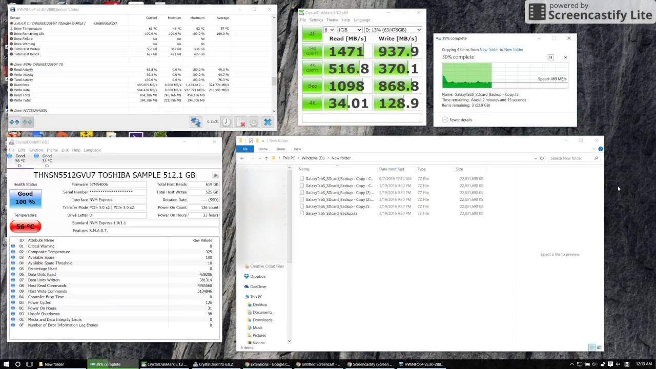 Test on 512GB Toshiba M.2 NVMe SSD THNSN5512GVU7 Sample