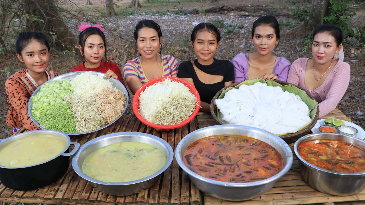 Wow amazing cooking traditional noodle cake Khmer with curry soup recipe