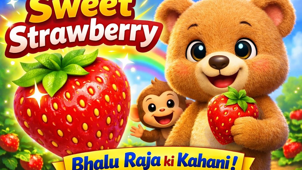 S – Sweet Strawberry 🍓 | Bhalu Raja Moral Story | Hindi Kids Story 3D Animation
