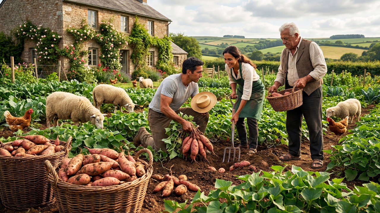 Vida en el jardín rural - Una gran forma de cultivar y cosechar batata dulce - Fresco de la granja