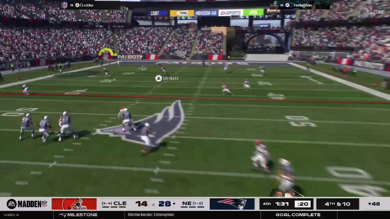 Madden 26 league game vs Browns