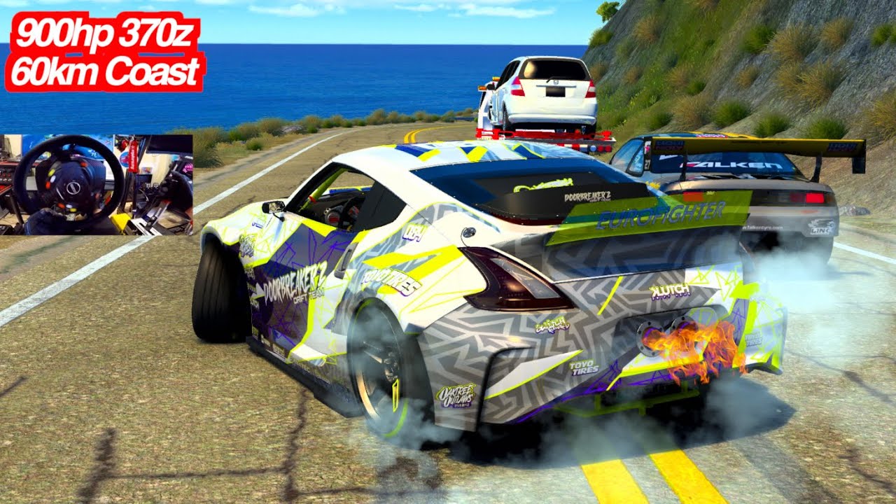 LOUD 900hp 370z Slides Through TRAFFIC On 60km Pacific Coast Nissan Z34!!