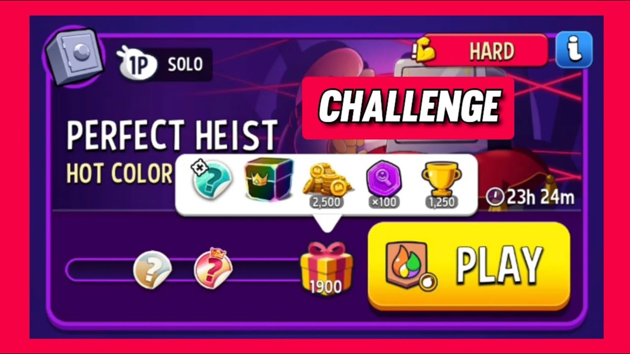 Hard hot color solo challenge|1900 points|perfect heist|match masters