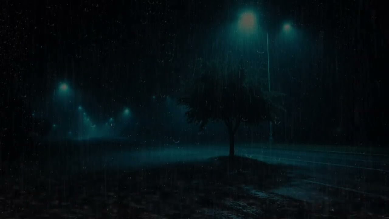Lonely Roadside Tree in the Rain 🌧️ | Deep Night Rain Sounds for Sleep, Focus & Anxiety Relief
