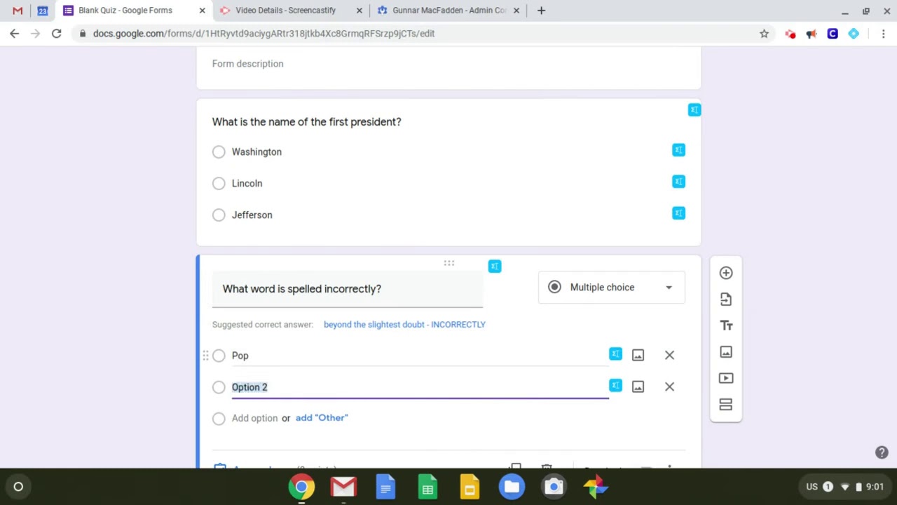 Making a Scored Quiz in Google Forms