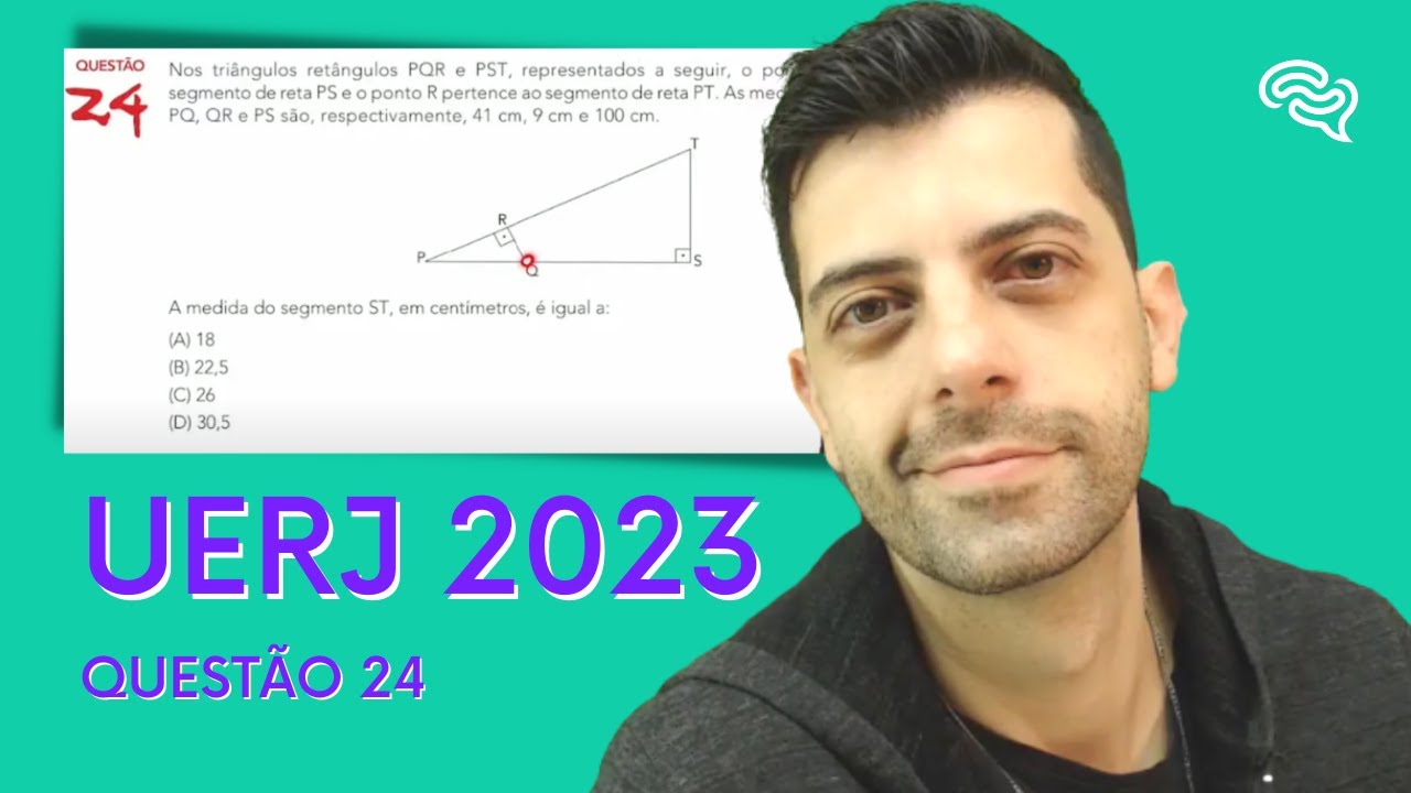 UERJ 2023 - Q24 - Nos triângulos retângulos PQR e PST, representados a seguir, o ponto Q pertence