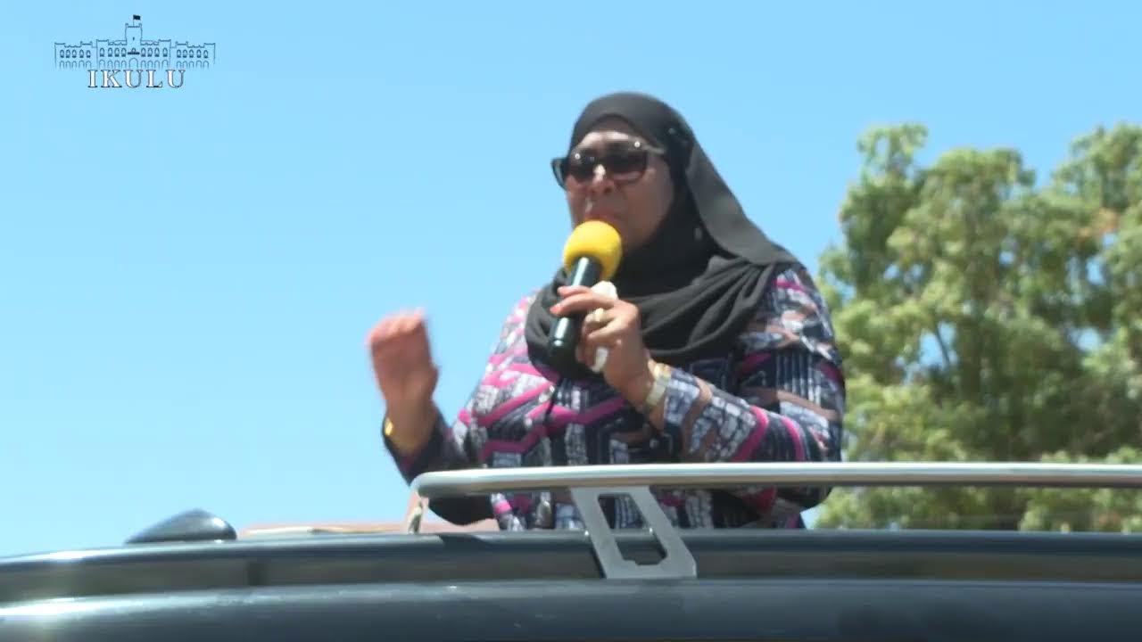 MHE. RAIS SAMIA AKIWASALIMIA WANANCHI WA SOMANGA AKIWA NJIANI KUELEKEA JIJINI DAR ES SALAAM