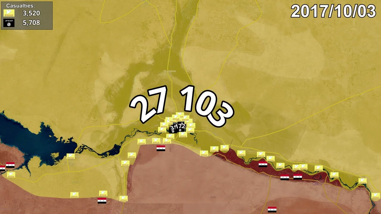 Syria Civil War(Raqqa Campaign 2016-2017) Every day with army size and units