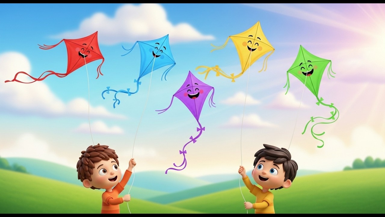 Cinco Pequenas Pipas de Brinquedo Balançam | Música de Cores e Vento para Crianças