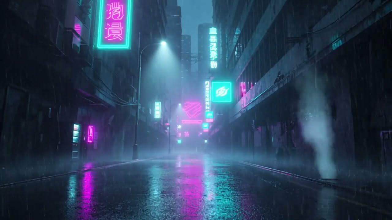 Cyberpunk City Rain – Futuristic Ambience for Sleep, Relax & Focus
