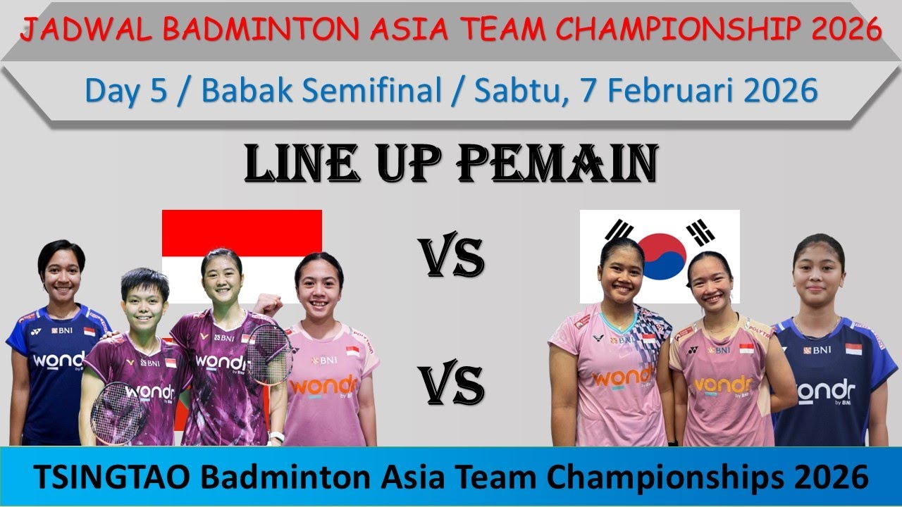 Line Up Pemain Indonesia vs Korea │ Jadwal Badminton Asia Team Championship 2026 Hari Ini │ Day 5 │