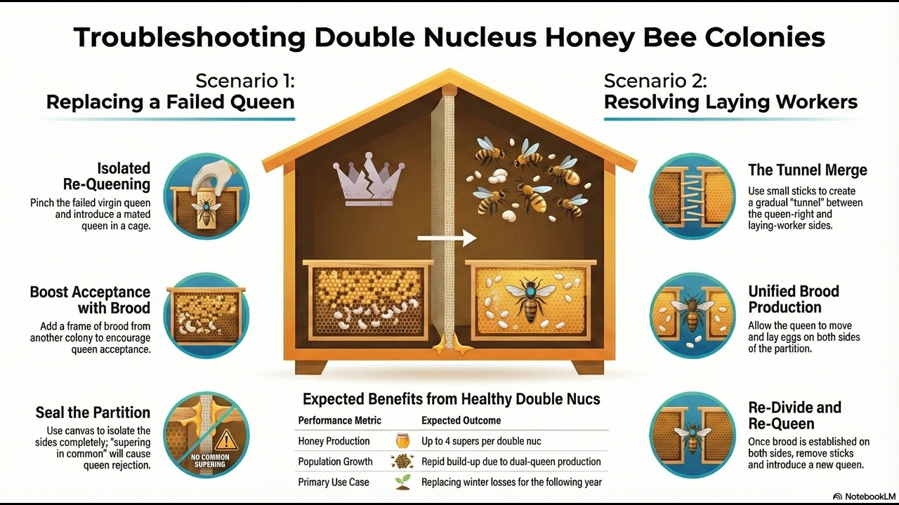 Troubleshooting Double Nucleus Bee Colonies