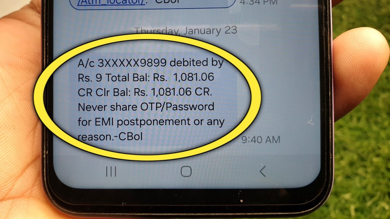 A/c 3XXXXX9899 debited by Rs. 9 Total Bal: Rs.  1,081.06 CR Clr Bal: Rs. 1,081.06 CR. 
