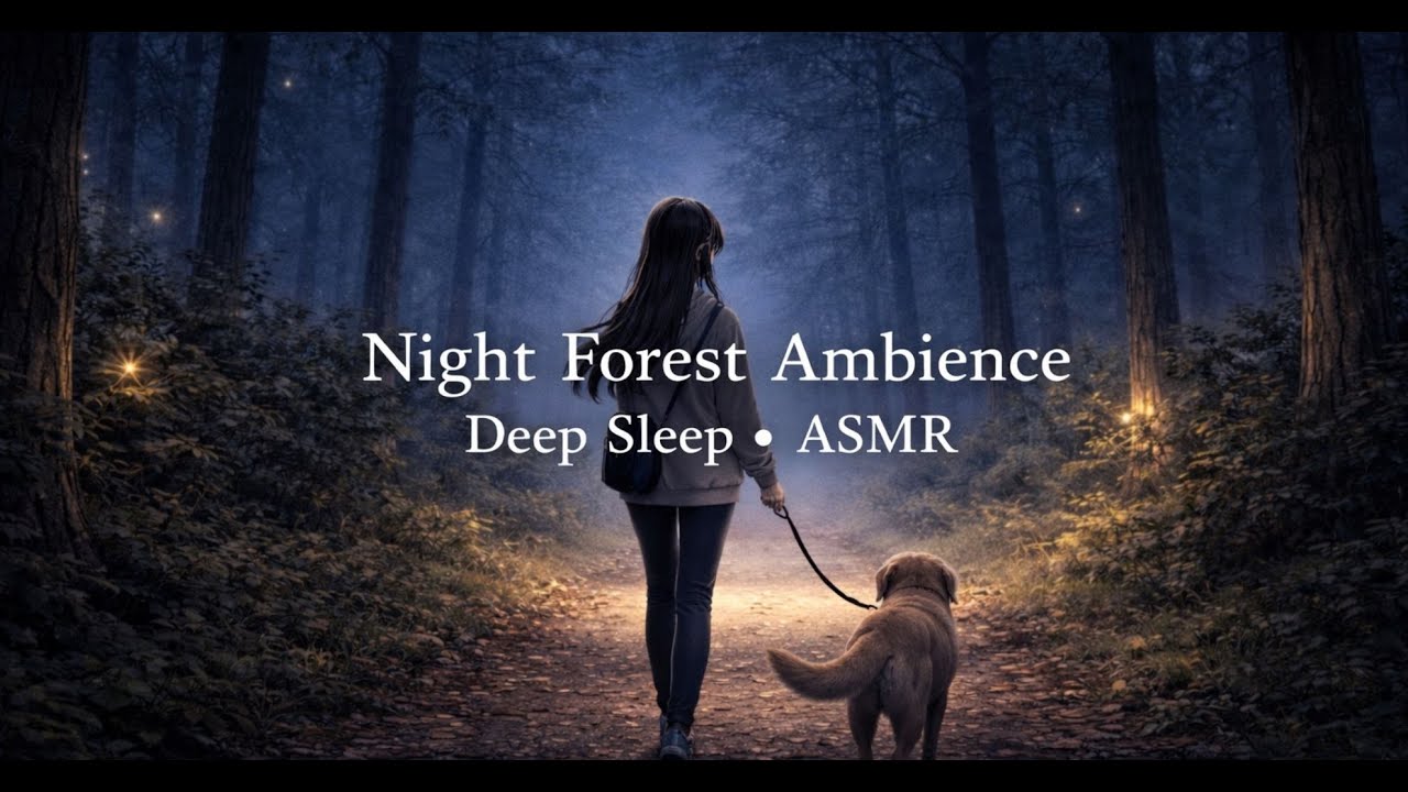 Night Forest Ambience ASMR for Deep Sleep and Calm — 10 Hours | Hannah & Luna 🌙🐾