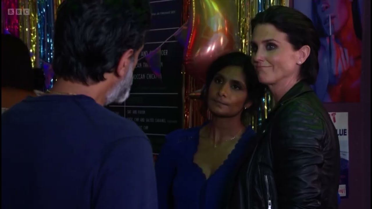 Eastenders Nish thanks suki and eve for letting him be at their engagement party scene
