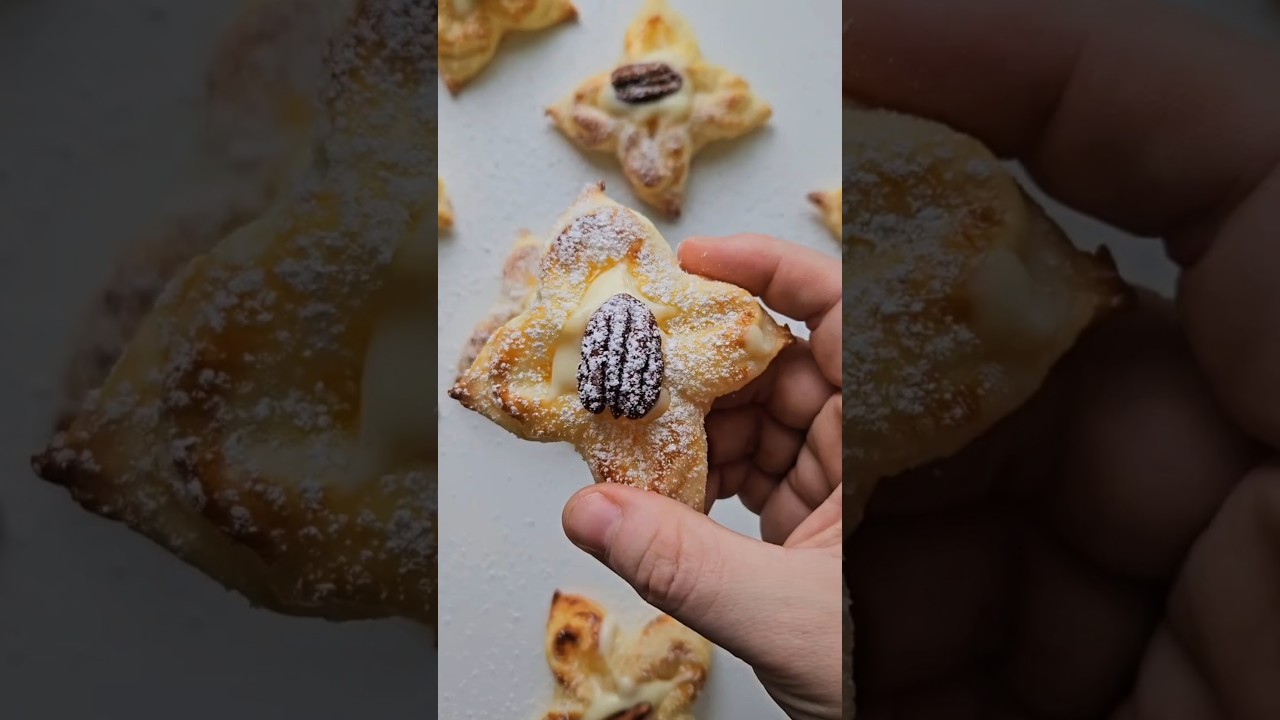 Puff Pastry with Vanilla Cream and Nuts #pastty #vanillacream #nuts
