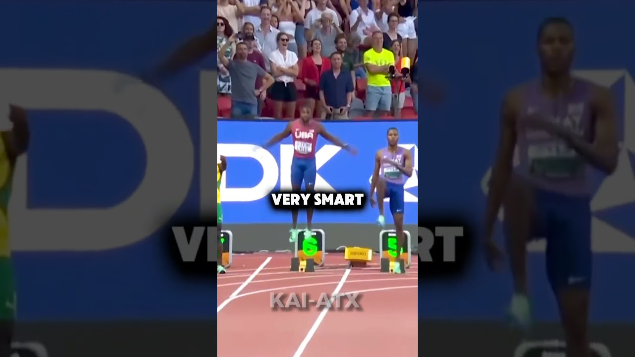 Why does he always jump before a Race #athlete #trackandfield #olympics #sprinter #100m