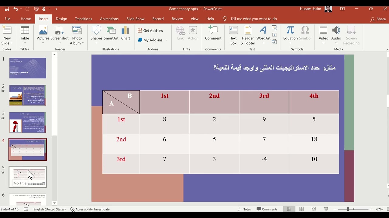 Game Theory نظرية الالعاب (المباراة)