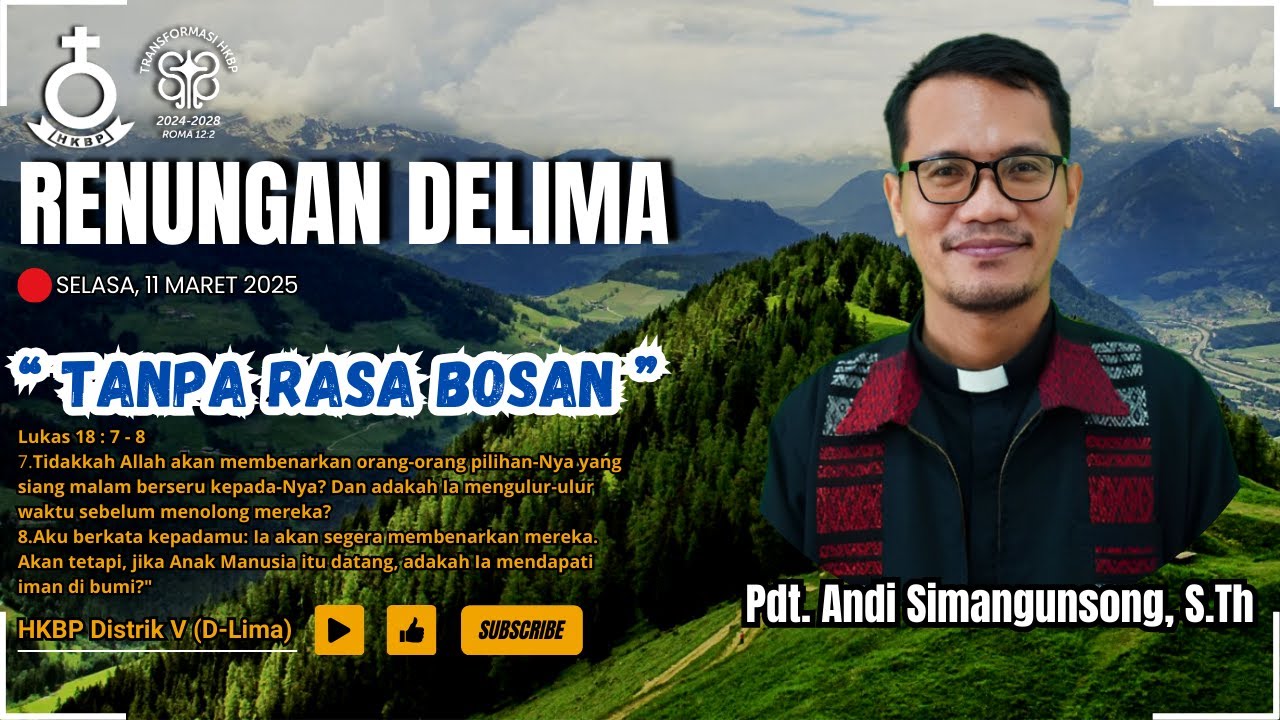 Renungan Delima | Lukas 18 : 7 - 8 | Selasa, 11 Maret 2025