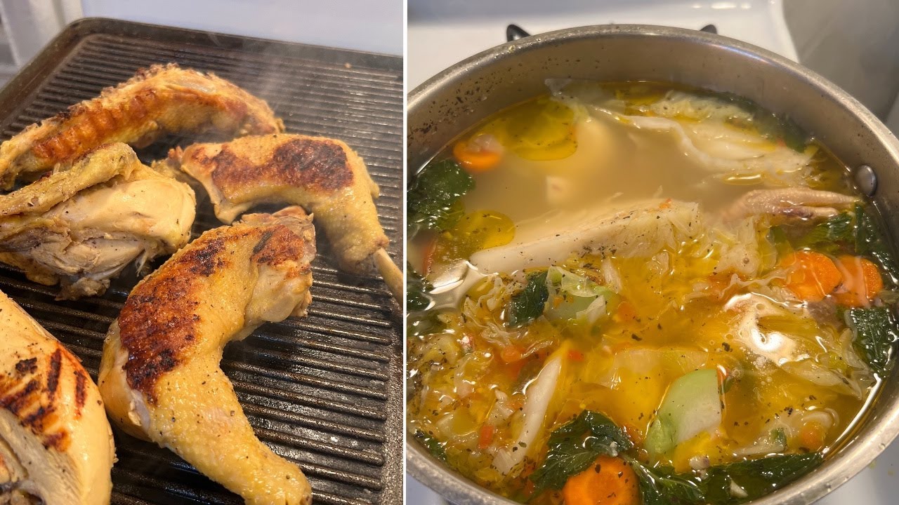 DELICIOSA y NUTRITIVA sopa con pollo asado 😍