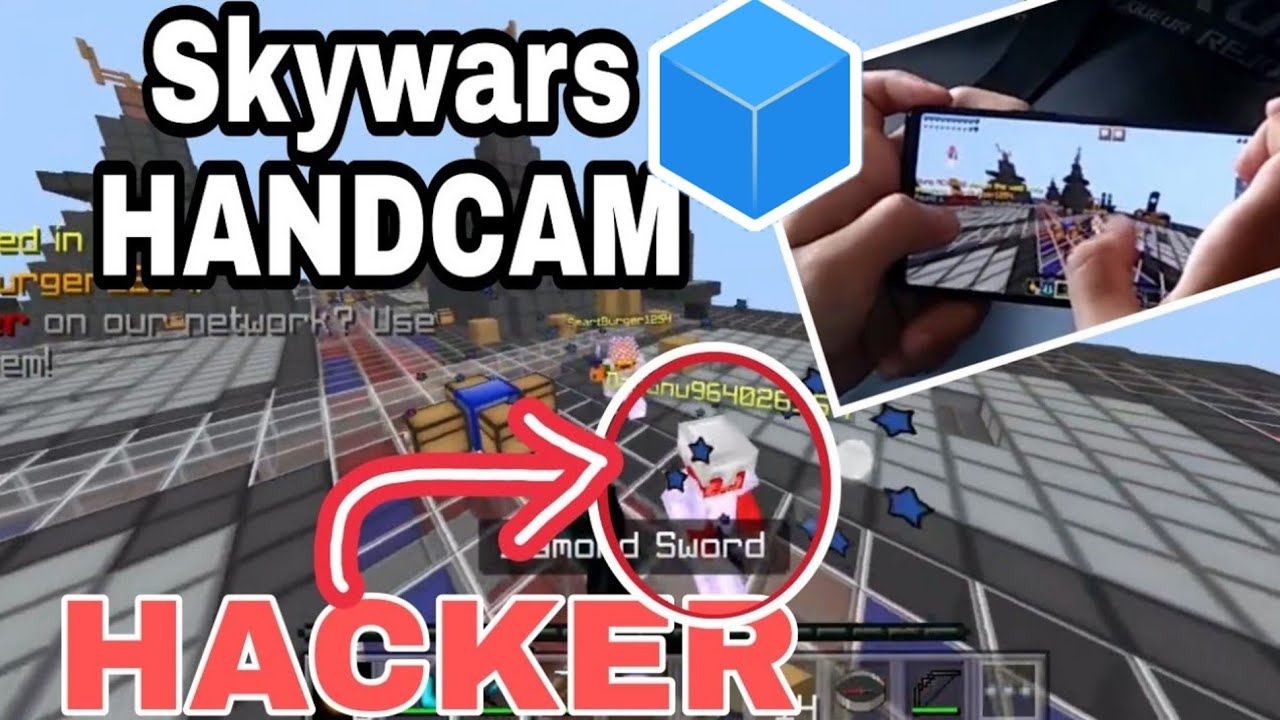 CubeCraft Hackers in Skywars with MCPE HandCam || Minecraft PE PvP - DevaRoi MC