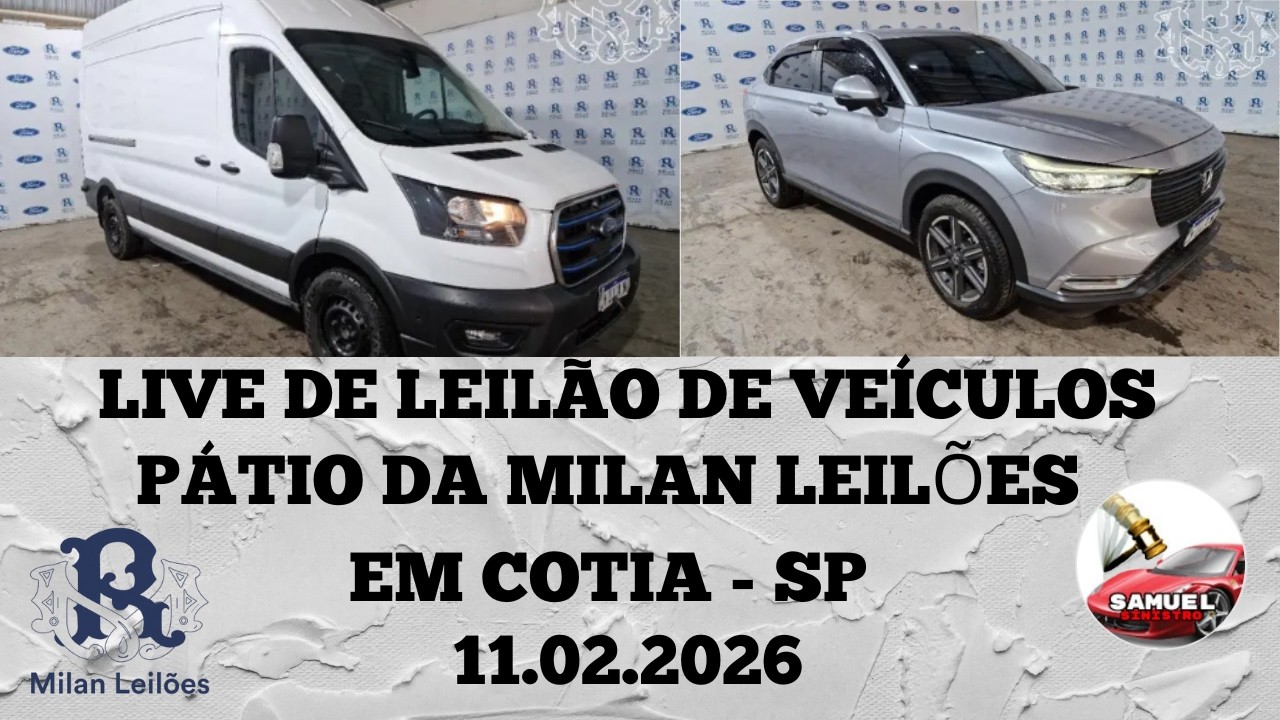 LIVE DE LEILÃO DE VEÍCULOS NO PÁTIO DO MILAN DIA 11.02.2026