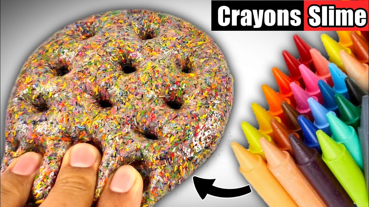 DIY CRAYONS SLIME🌈👅🎧 How to make Colourful Rainbow Crayons Slime
