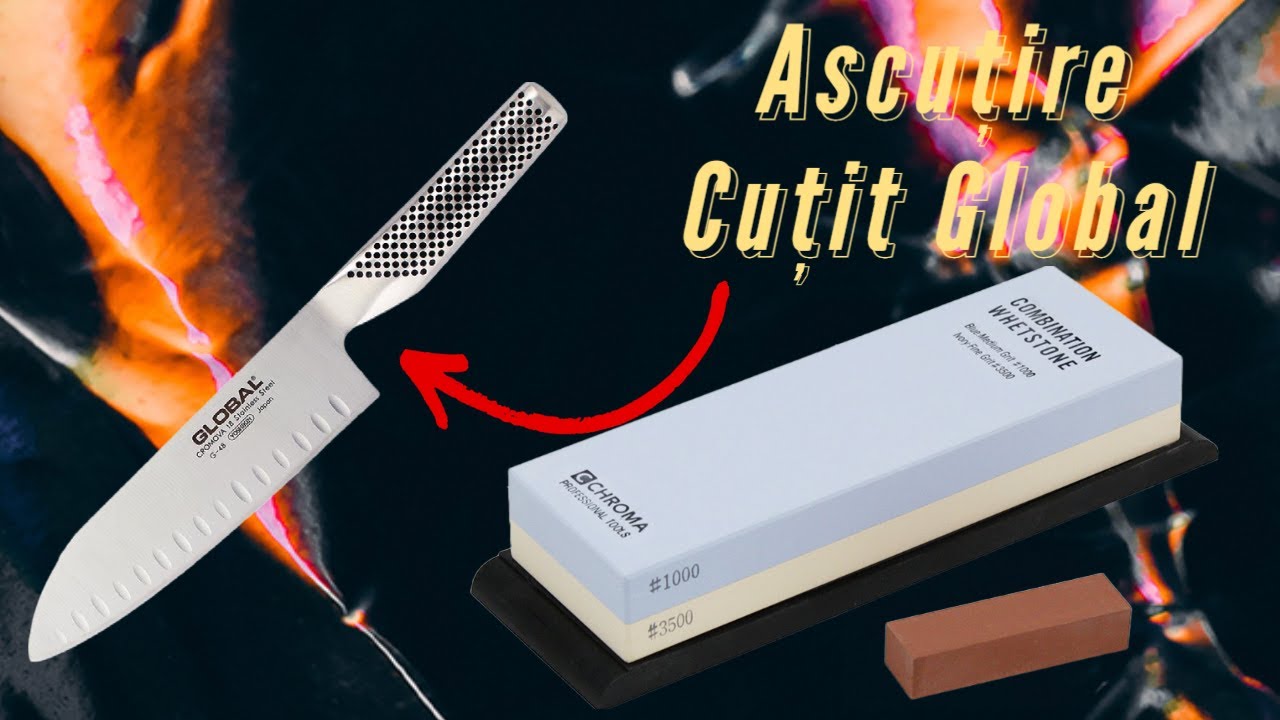 Ascuțire cuțit japonez Global santoku cu piatră Chroma
