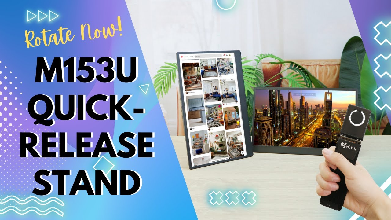 How to Stand M153U Monitor with Quick Release Stand for Horizontal & Vertical Modes｜GeChic